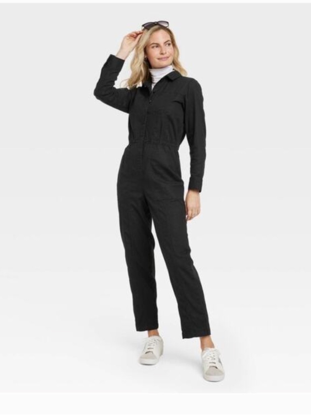 Universal Thread Black Long-Sleeve Utility Jumpsuit